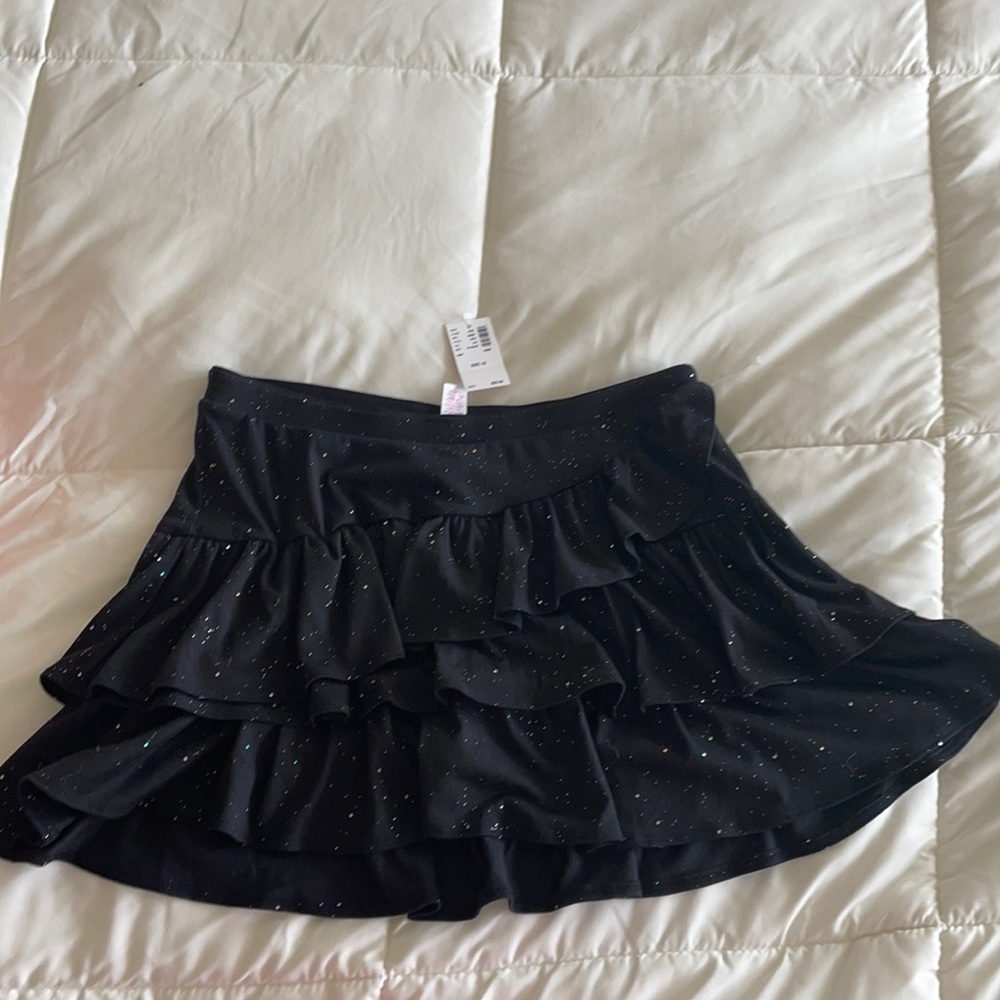 Black ruffle holiday justice skirt